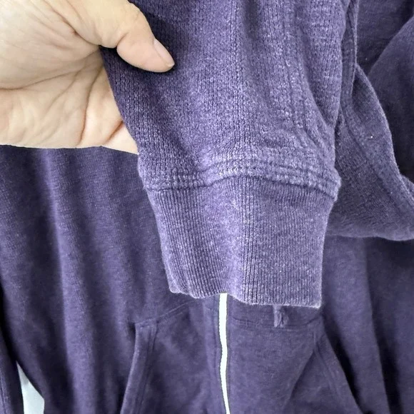 Vince Waffle Knit Thermal Lined Zip Hoodie Dark Purple Long Sleeve Mens Sz Large - Picture 7 of 10